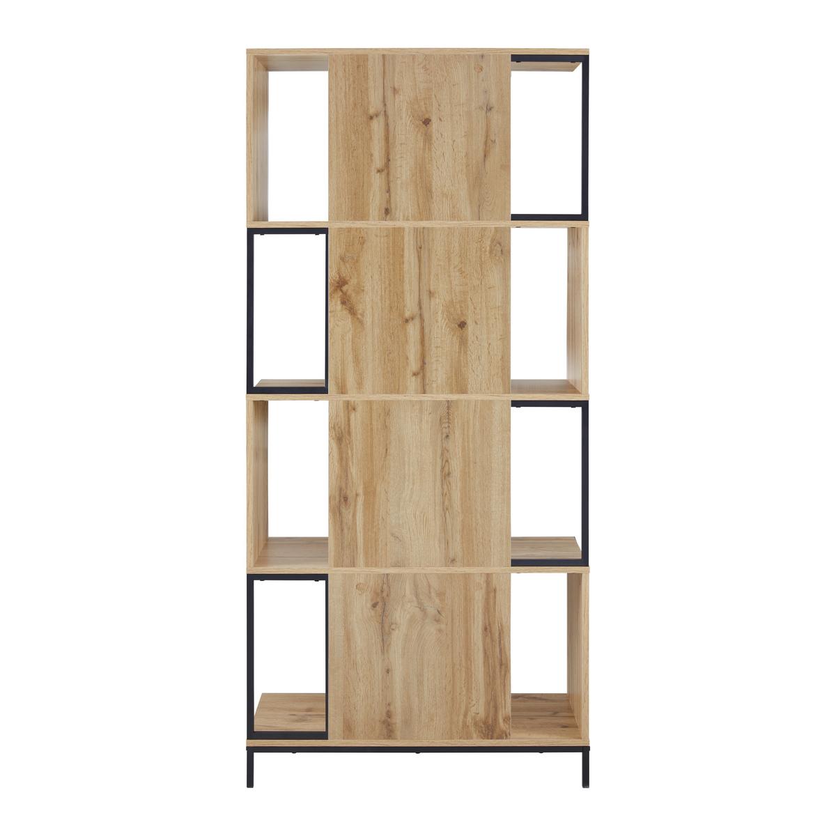 Regál GENY - čierna/farba duba, Modern, kov (80/178/40cm) - Bessagi Home