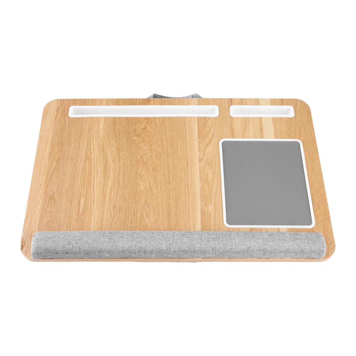 Stolík pod notebook LAPPY - šedá/přírodní barvy, Konvenční, kompozitní dřevo/textil (55/36,5/9,5cm) - Mömax