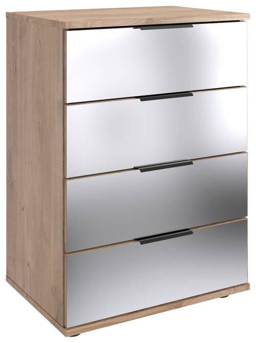 Nachtkästchen Saigon - Klar/Eichefarben, MODERN, Glas/Holzwerkstoff (52/74/38cm) - MID.YOU