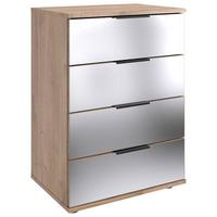 Nachtkästchen Saigon - Klar/Eichefarben, MODERN, Glas/Holzwerkstoff (52/74/38cm) - MID.YOU