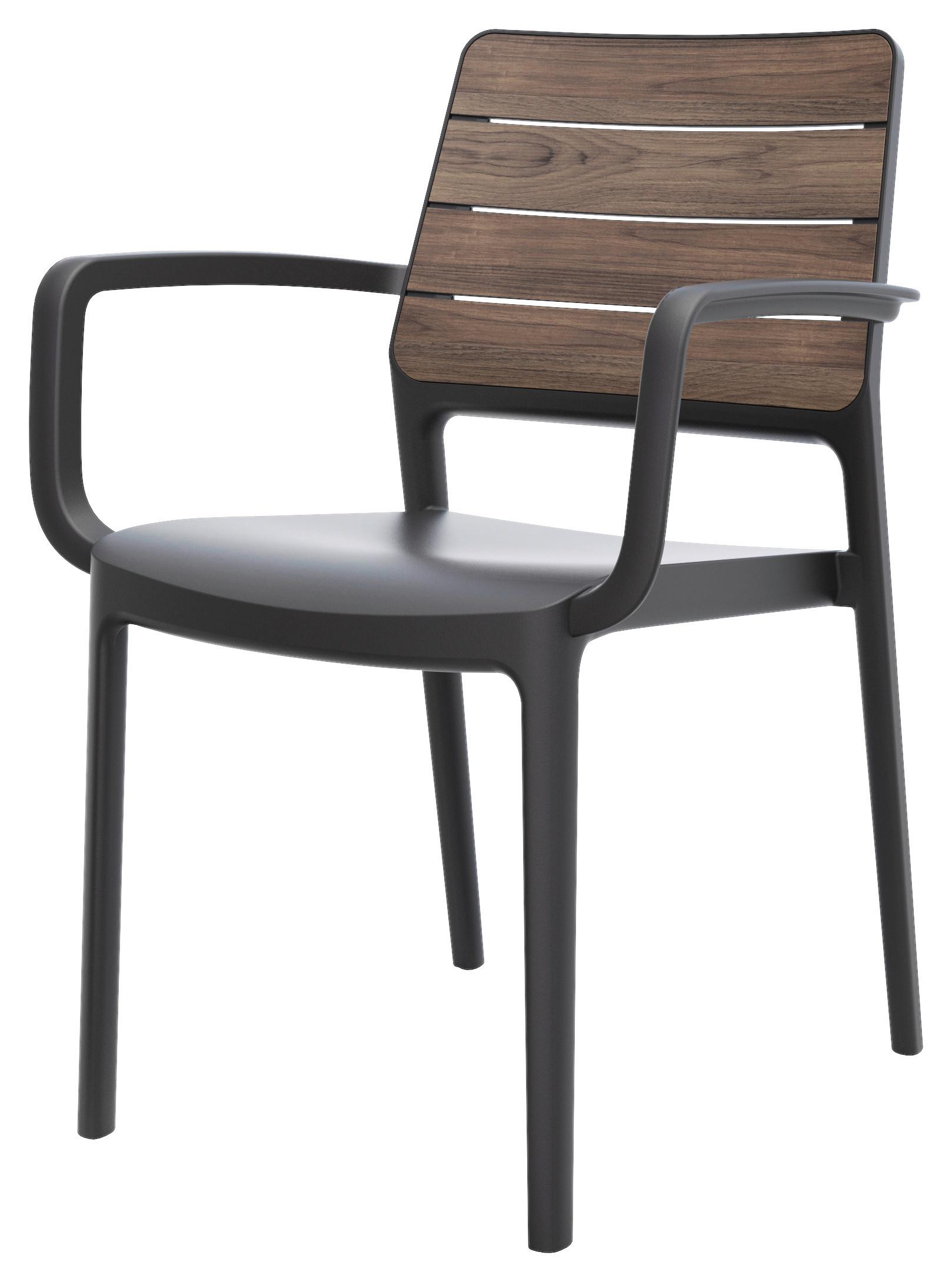 Gartenstuhl Porto Armlehnstuhl - Walnussfarben/Graphitfarben, Basics, Kunststoff (53,4/81,7/56,3cm)