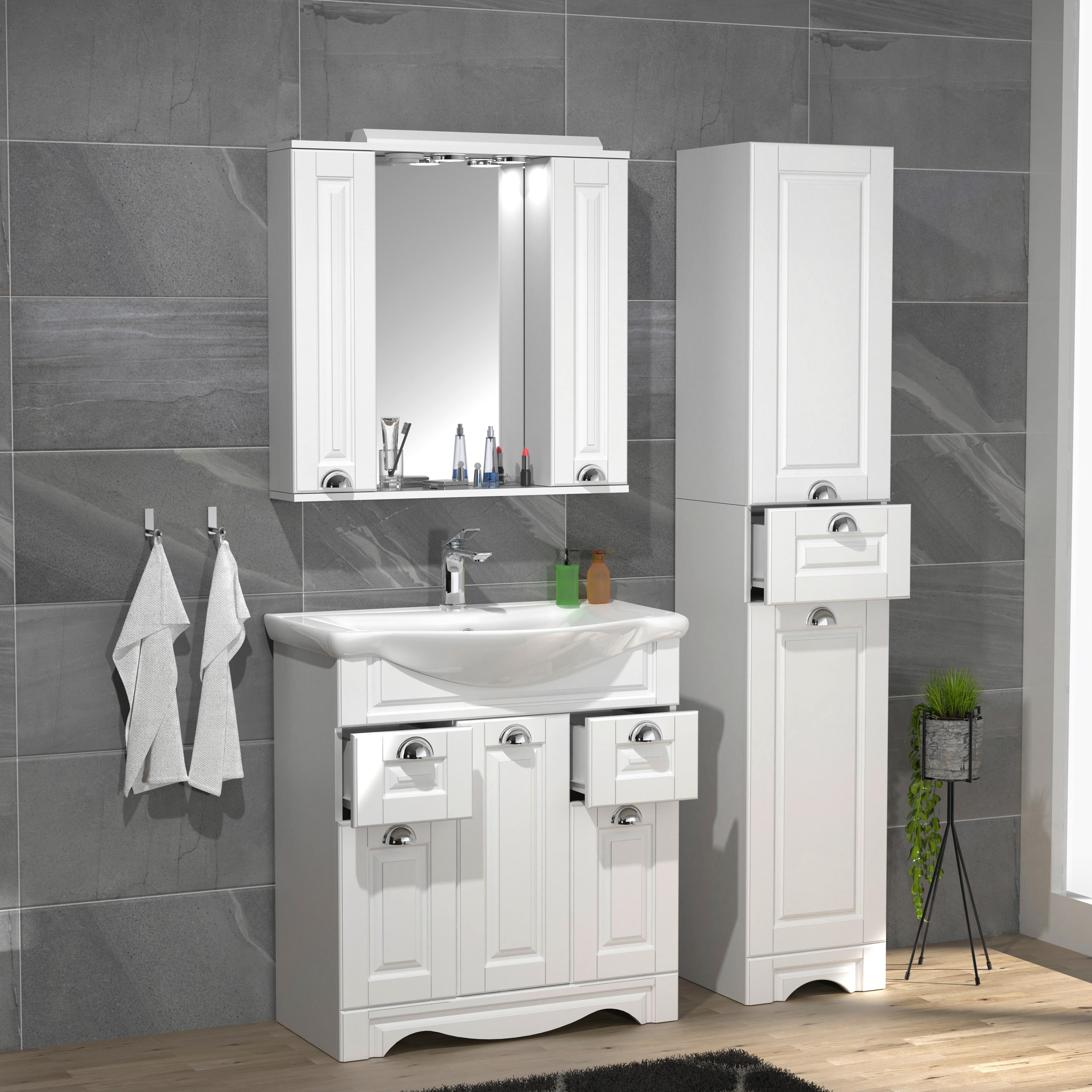 Badezimmer Casalo XL - Weiß, MODERN, Glas/Keramik (110cm) - MID.YOU