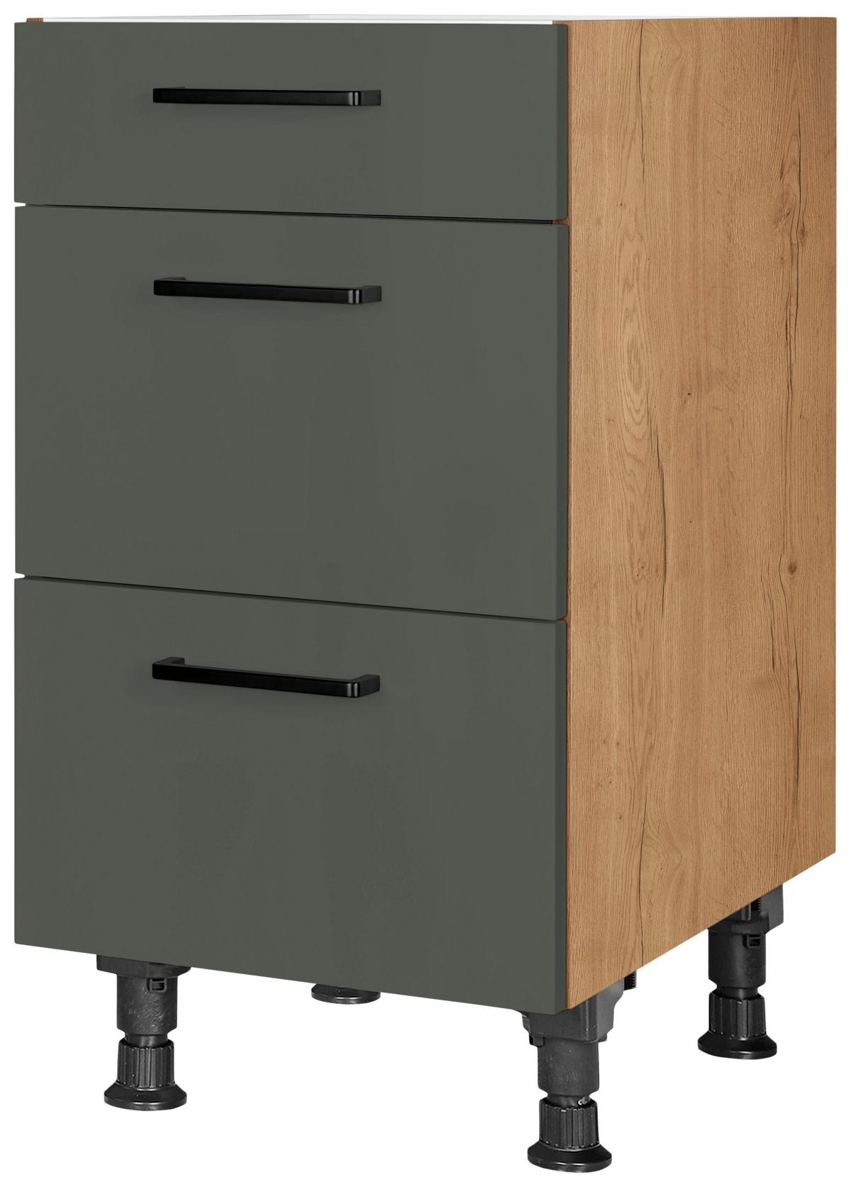Schubkastenunterschrank Easytouch - Eichefarben/Grün, MODERN, Holzwerkstoff (45/87/56cm) - Nobilia