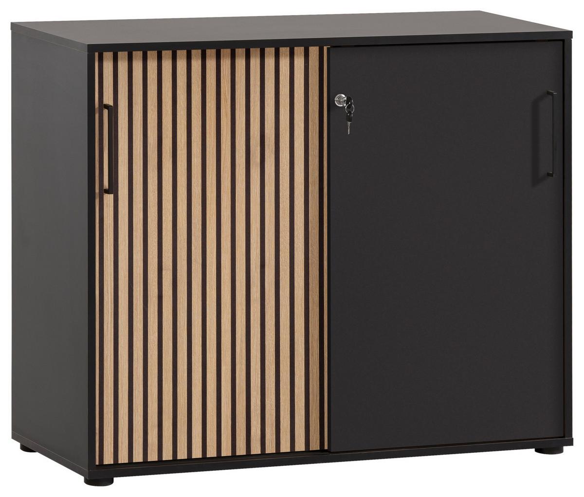 Aktenschrank Hank - Schwarz/Eiche Artisan, MODERN, Holzwerkstoff (100,1/83,6/41cm) - MID.YOU