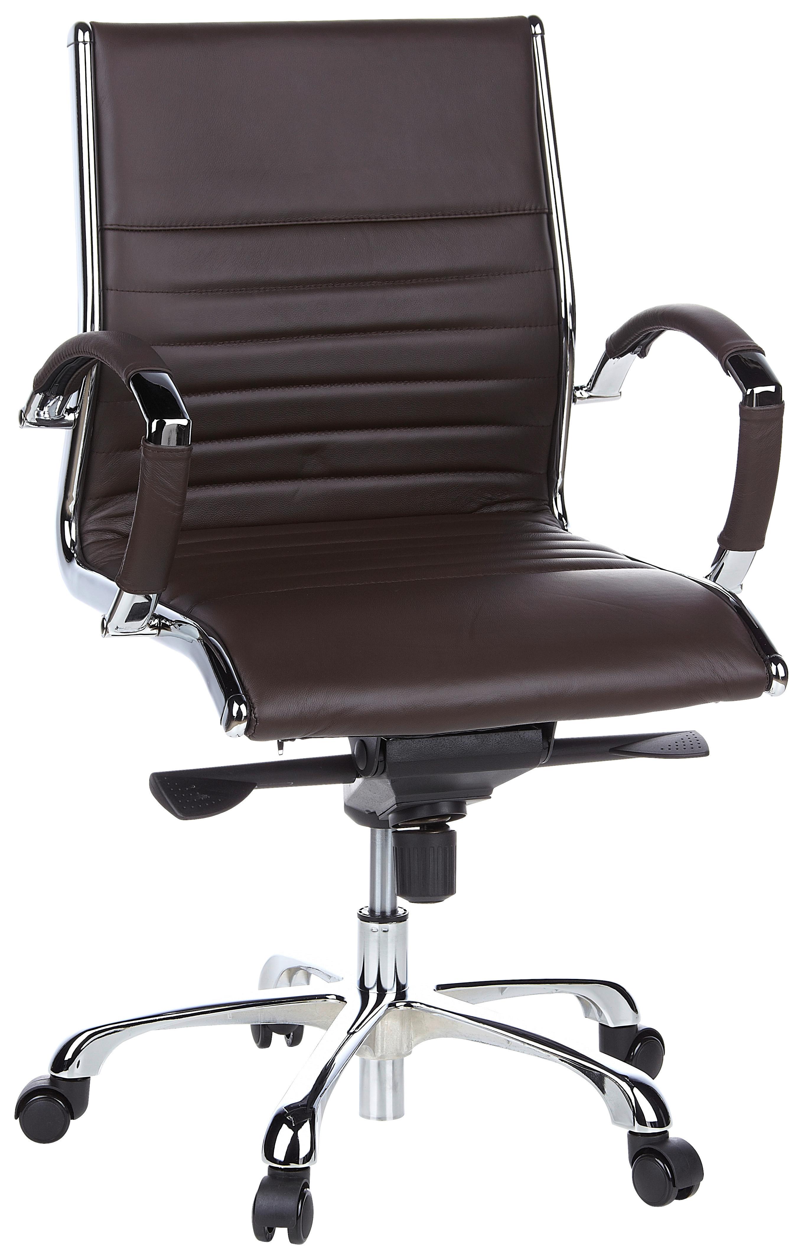 Drehstuhl Parma 10 Dunkelbraun - Chromfarben/Dunkelbraun, MODERN, Leder/Kunststoff (60/111/50cm) - MID.YOU