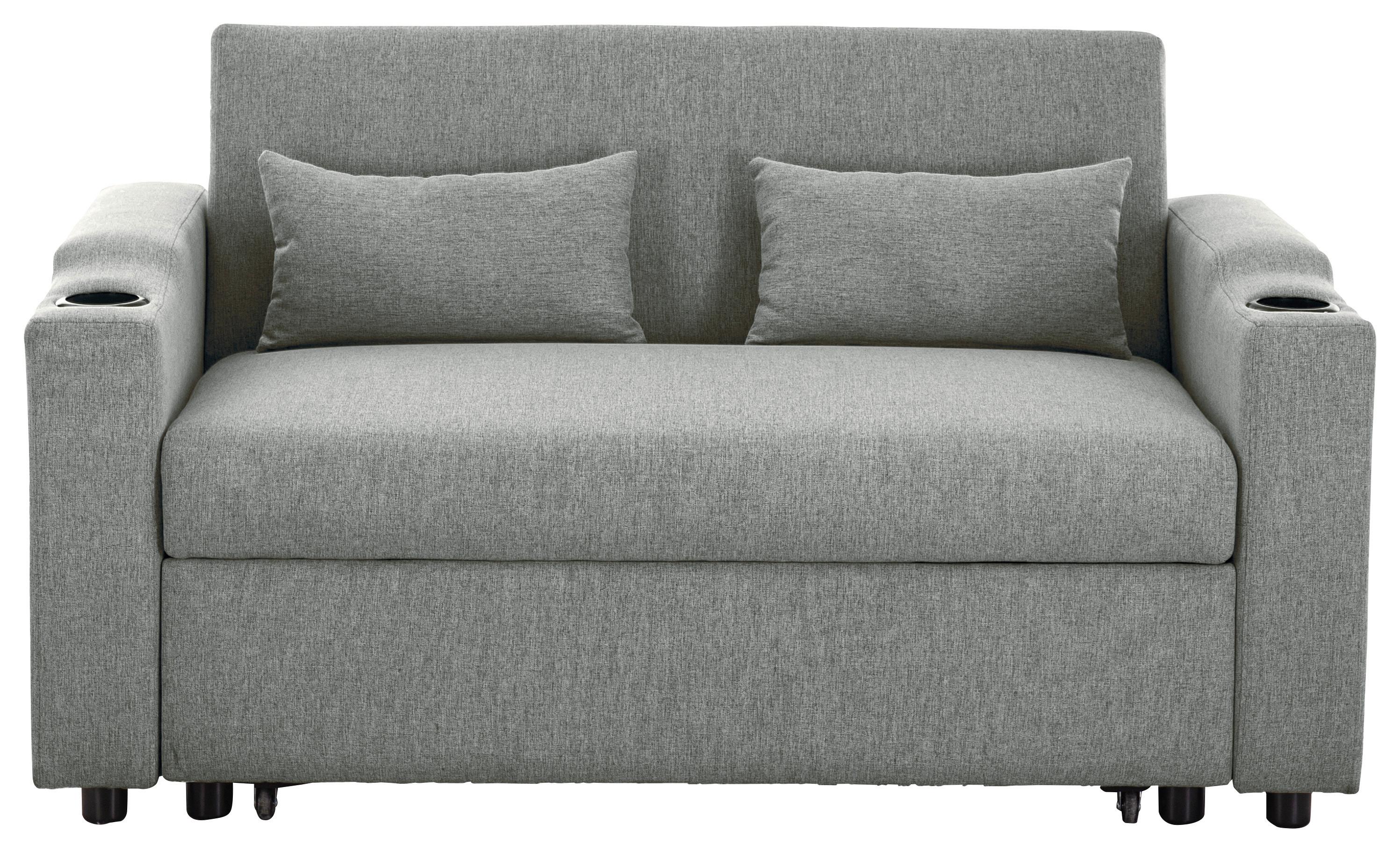 Schlafsofa Athen Dunkelgrau B: 150 cm - Dunkelgrau/Schwarz, Basics, Textil/Metall (150/91/85cm) - P & B