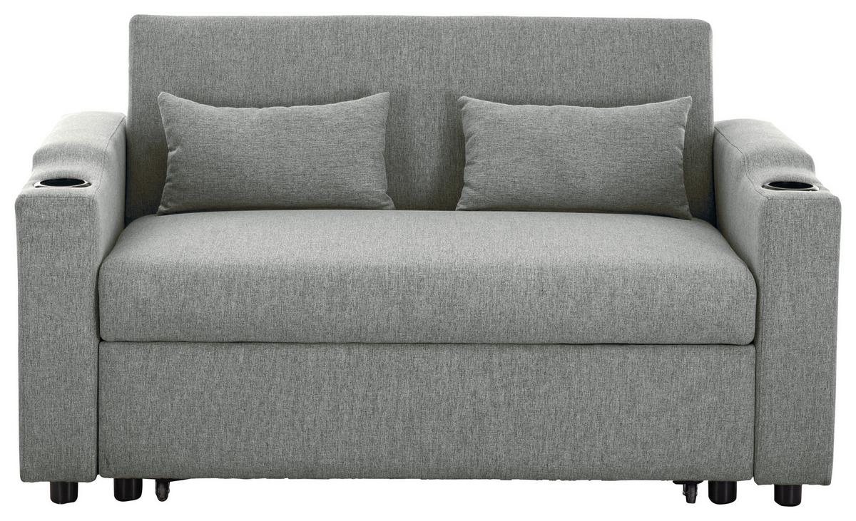 Schlafsofa Athen Dunkelgrau B: 150 cm - Dunkelgrau/Schwarz, Basics, Textil/Metall (150/91/85cm) - P & B