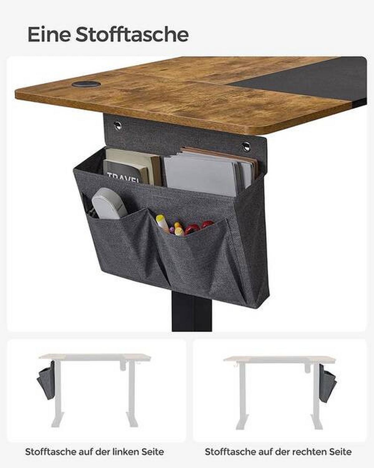 PC stôl IRON - hnedá/čierna, Basics, kov/kompozitné drevo (140/60/72-120cm) - Boxxx