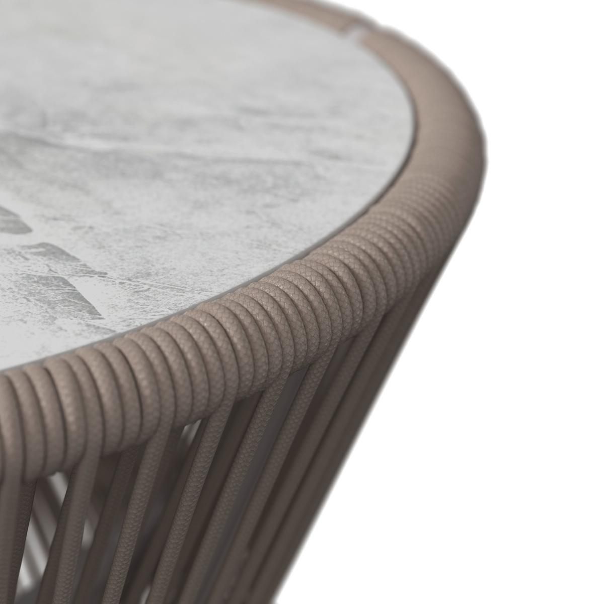 Gartenbeistelltisch Palma - Hellbraun/Grauweiß, MODERN, Glas/Textil (56/48/56cm) - Beldano