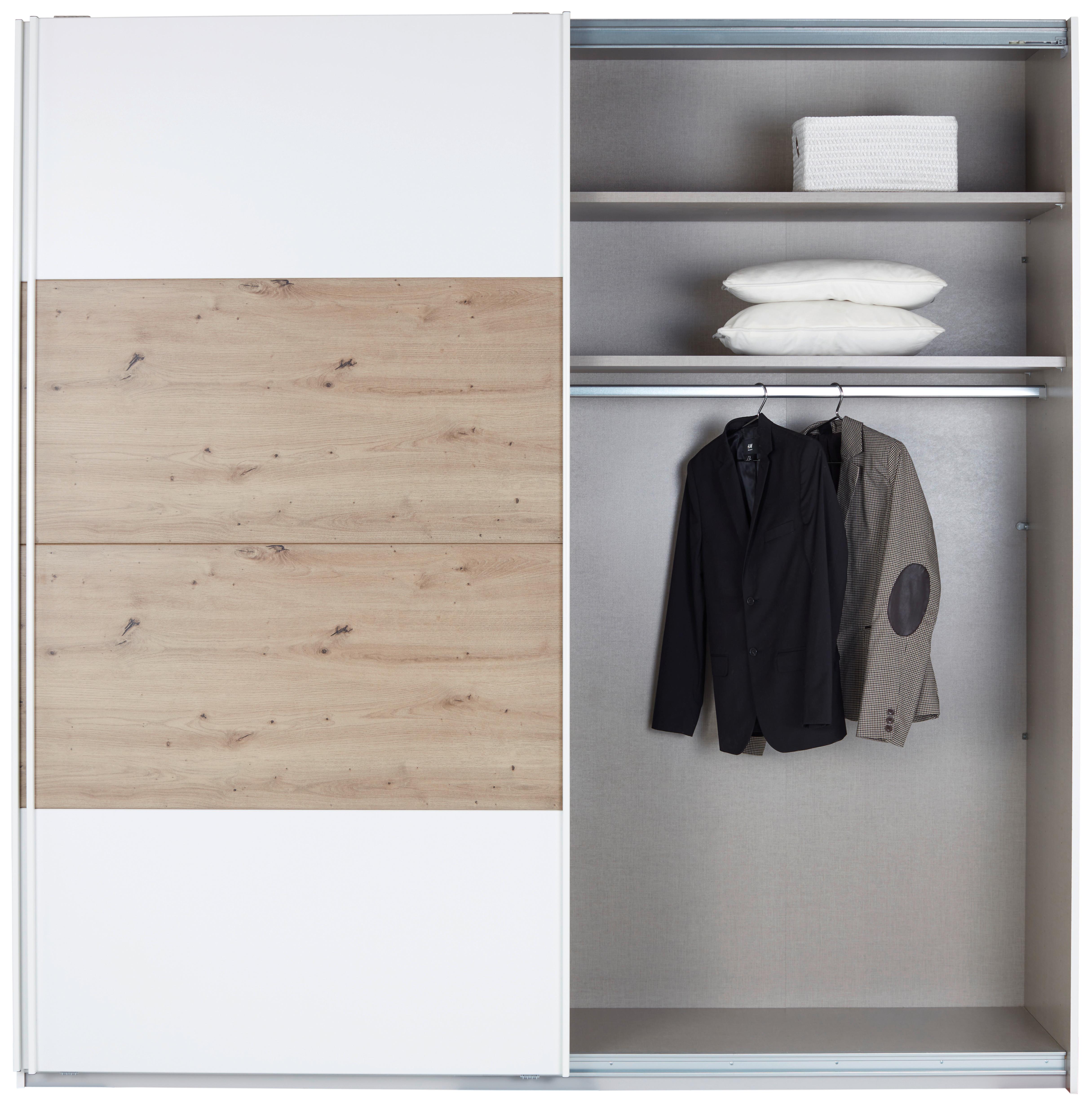 Schwebetürenschrank B: 225 cm Feldkirch Weiß / Eiche Dekor - Weiß/Eiche Artisan, MODERN, Holzwerkstoff (225/229/62cm) - Luca Bessoni