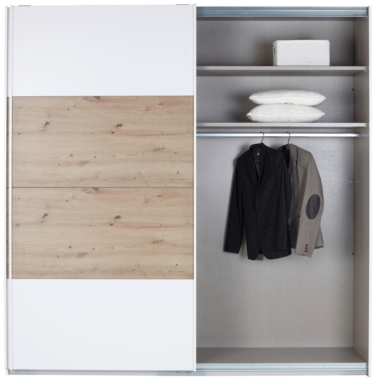 Schwebetürenschrank B: 225 cm Feldkirch Weiß / Eiche Dekor - Weiß/Eiche Artisan, MODERN, Holzwerkstoff (225/229/62cm) - Luca Bessoni