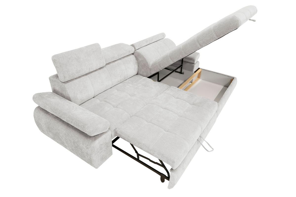 Rohová sedačka VEGAS, pravá, světle šedá žinylka - černá/světle šedá, Design, dřevo/textil (294/173cm)