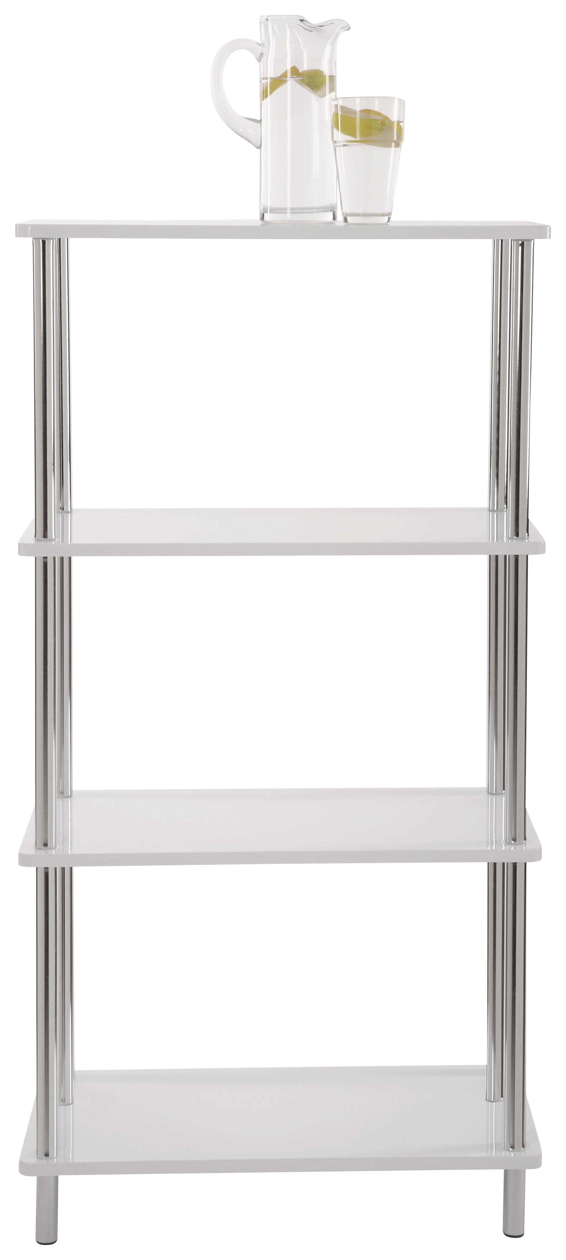 Regál Tim 2 - biela/chrómová, Moderný, kov/kompozitné drevo (60/120/30cm)
