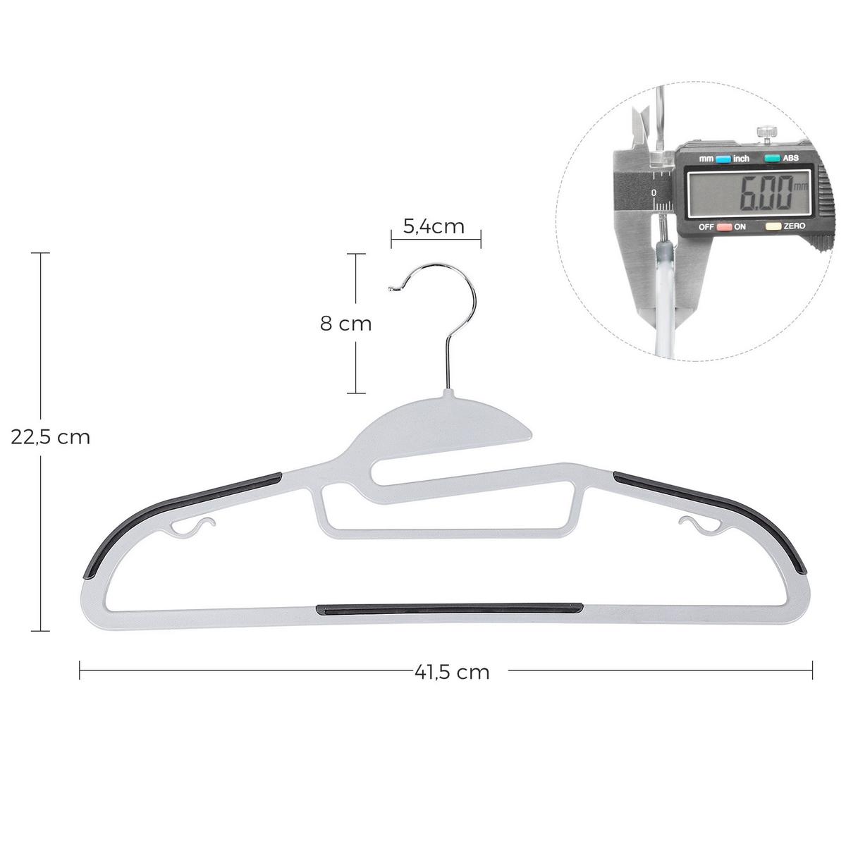 Kleiderbügelset Grau B: 41,5 cm - Grau, Basics, Kunststoff/Metall (41,5cm)