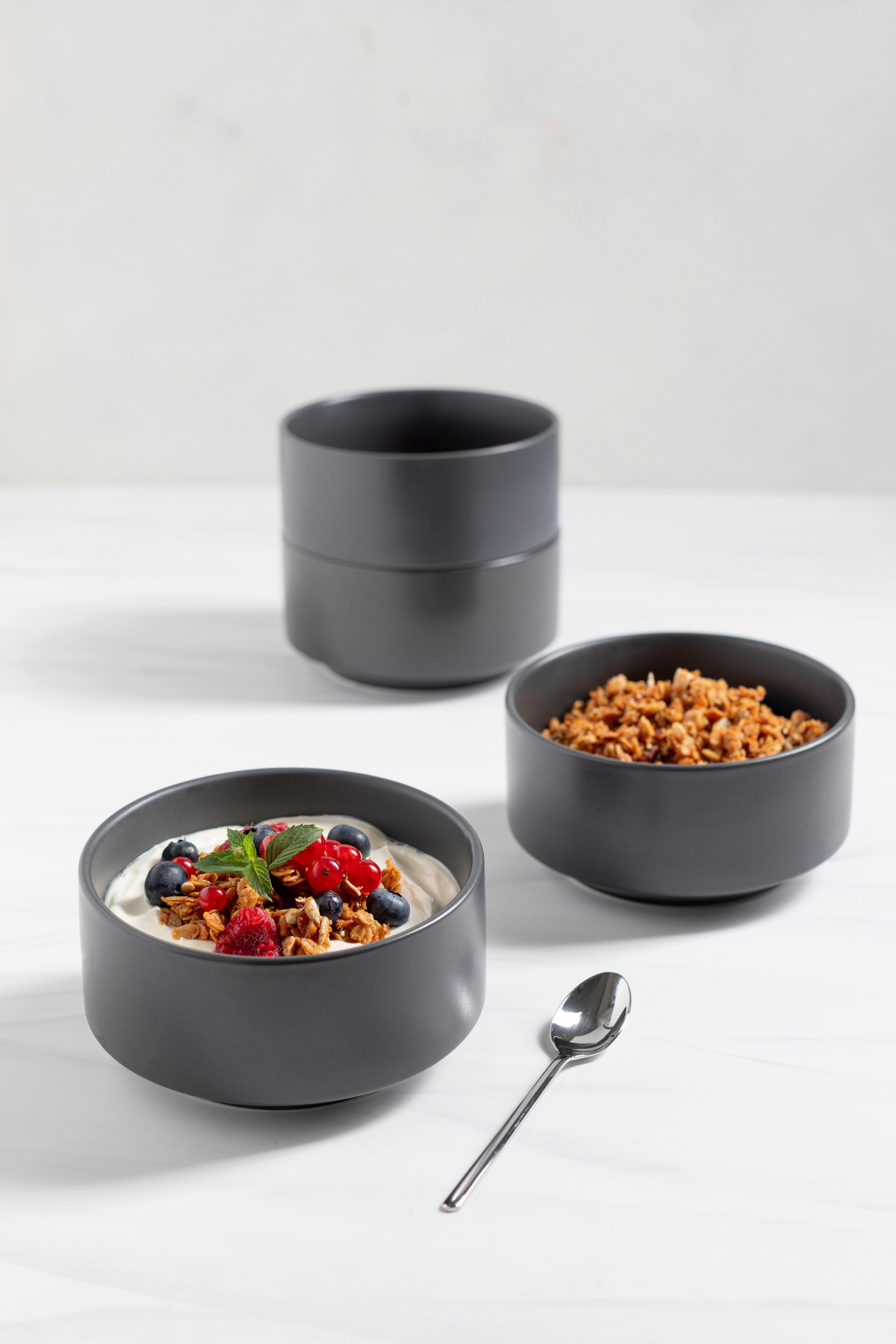 Schüsselset Vada Porzellan 4--Teilig. B: 14 Cm Grau - Grau, Basics, Keramik - Mäser