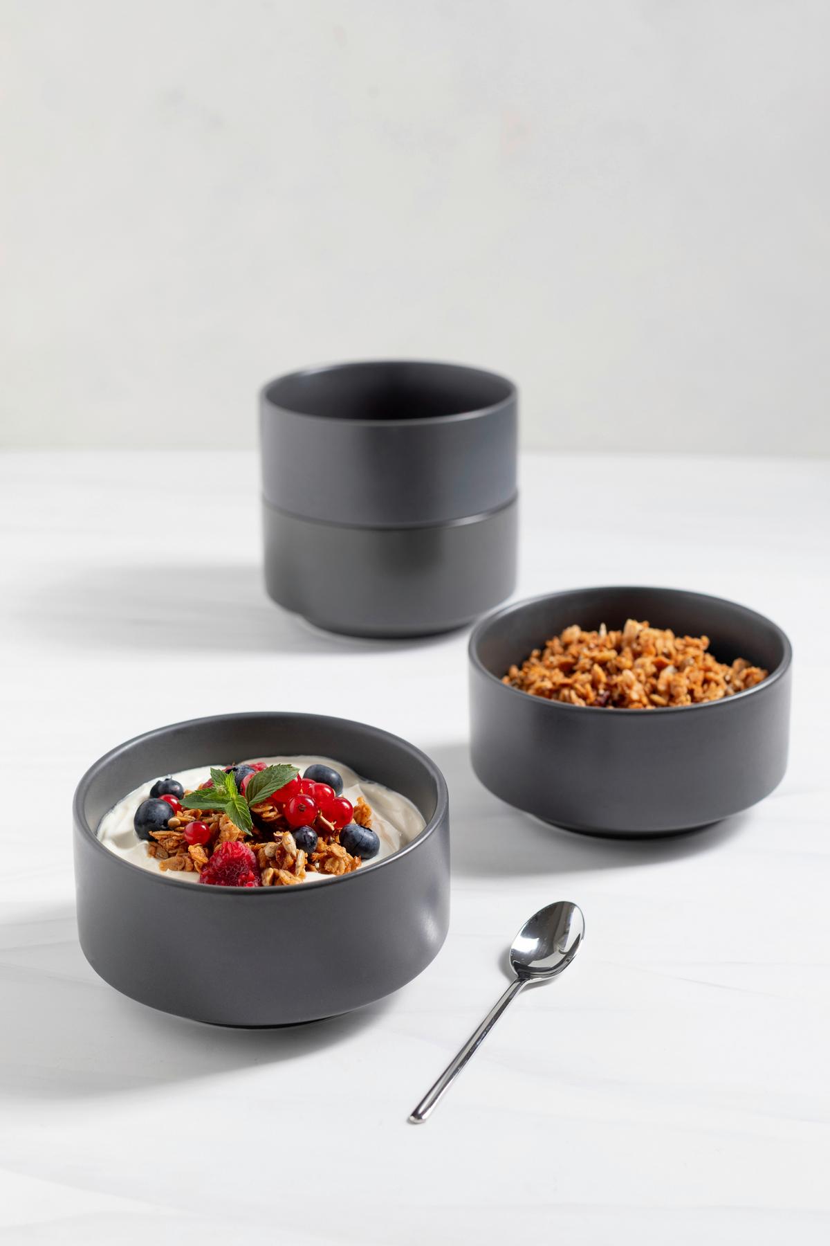 Schüsselset Vada Porzellan 4--Teilig. B: 14 cm Grau - Grau, Basics, Keramik - Mäser