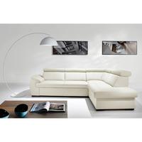Ecksofa City Weiß B: 265x211 Cm - Wengefarben/Weiß, Design, Leder (265/211cm) - Livetastic