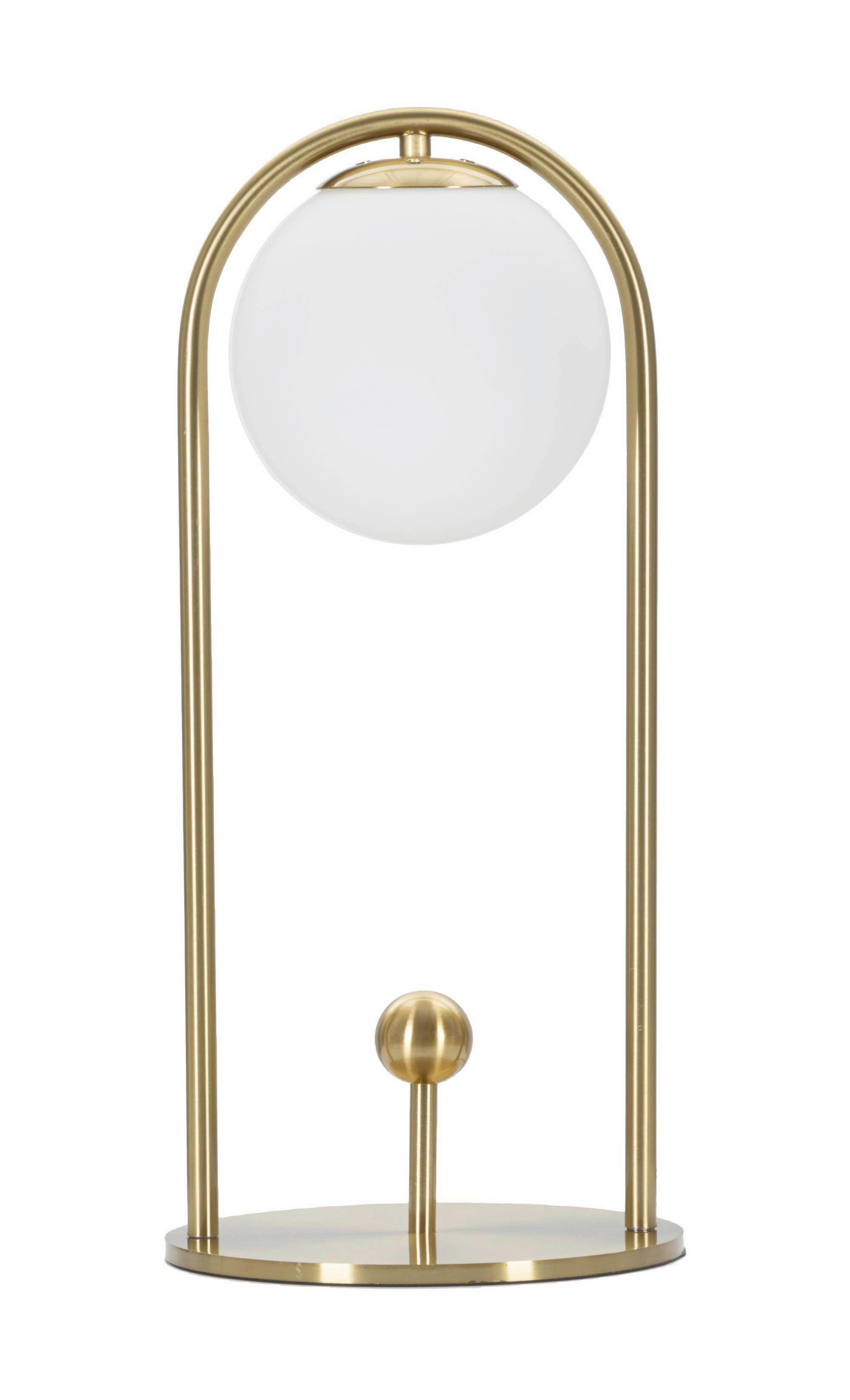 Tischleuchte Glamy Arc A Weiß, Goldfarben B: 18 cm - Goldfarben/Weiß, Basics, Glas/Metall (18/40/18cm)