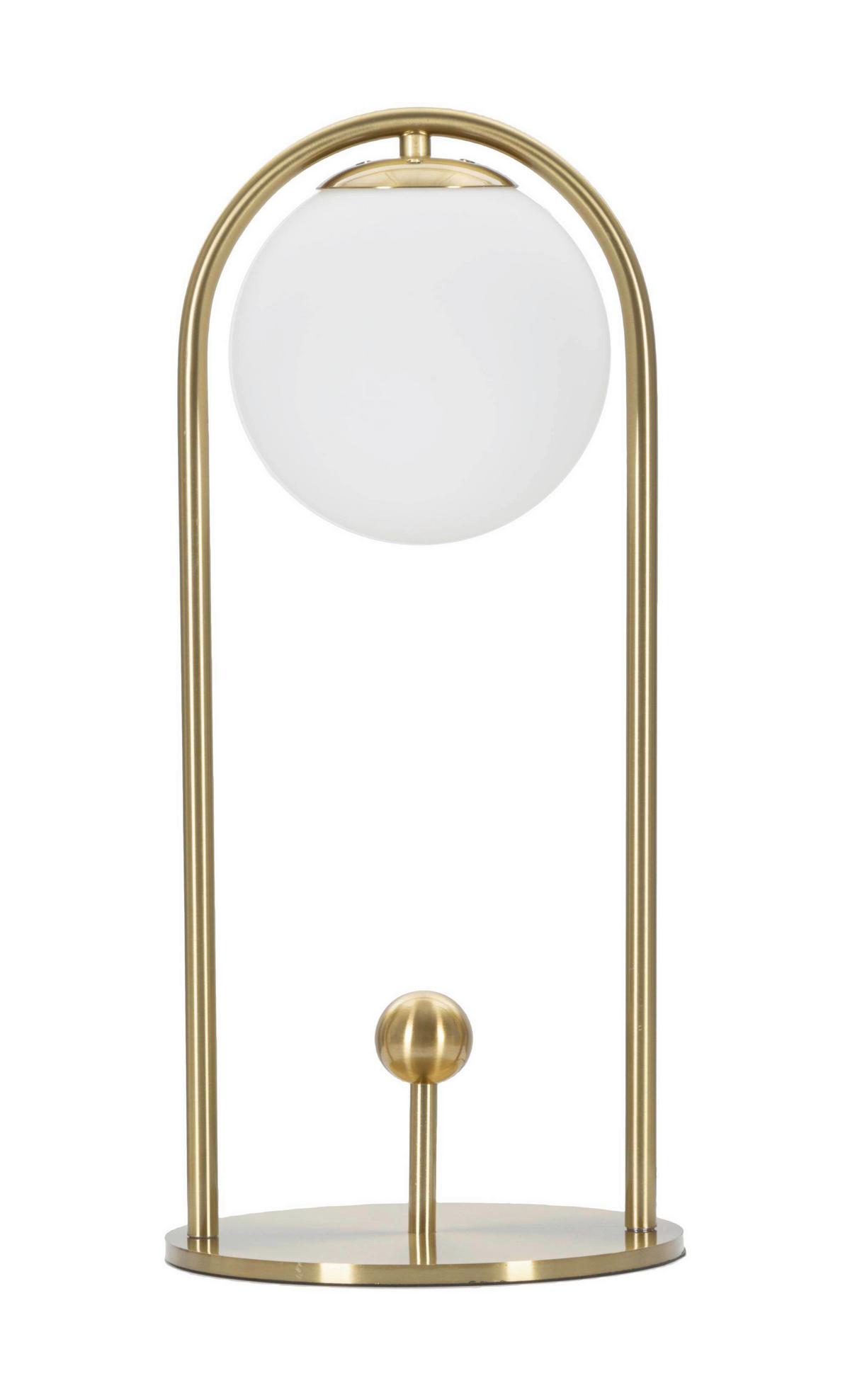 Tischleuchte Glamy Arc A Weiß, Goldfarben B: 18 cm - Goldfarben/Weiß, Basics, Glas/Metall (18/40/18cm)