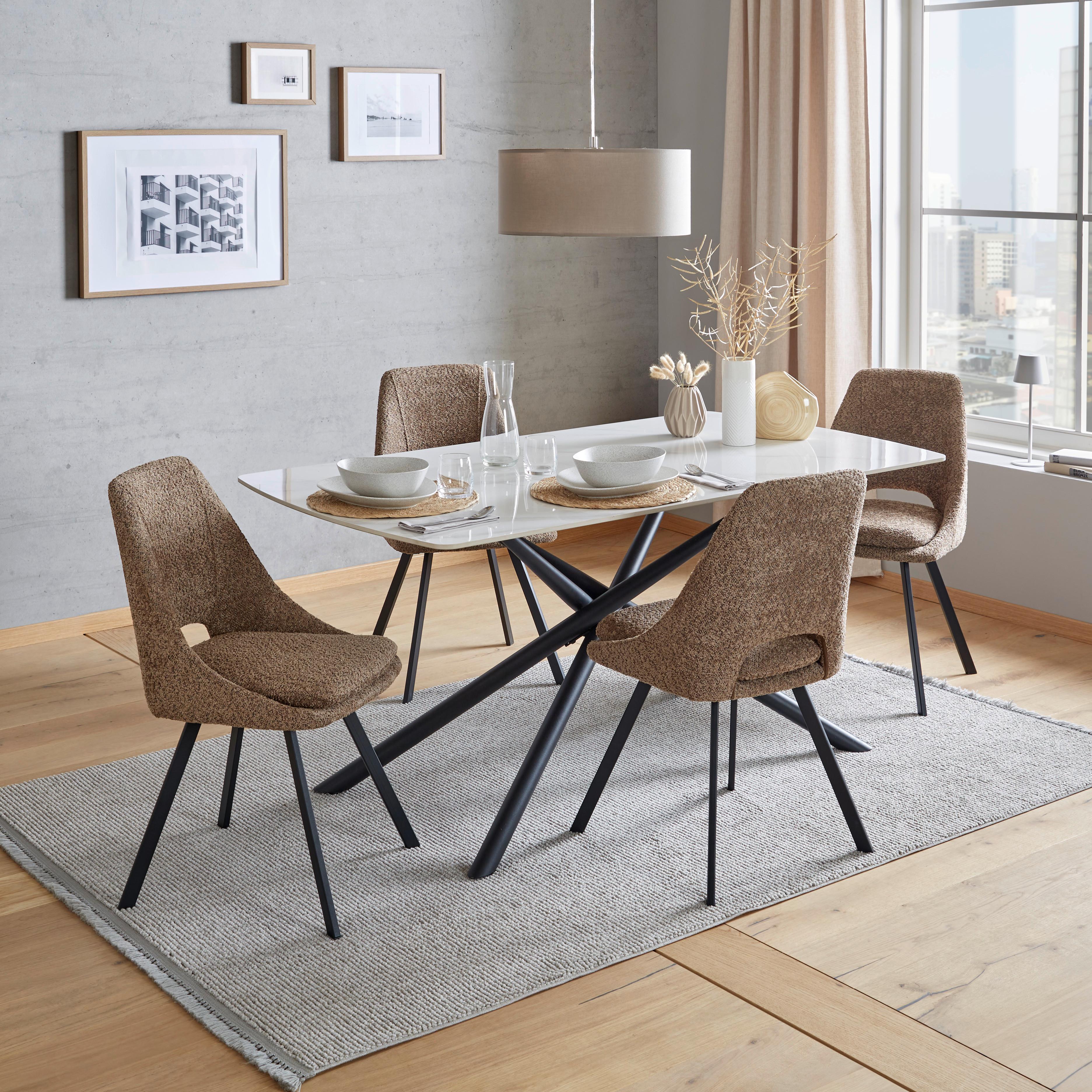Esszimmerstuhl Cindy Braun Echtholz Beine - Schwarz/Braun, MODERN, Holz/Textil (46/85,5/58cm) - MID.YOU