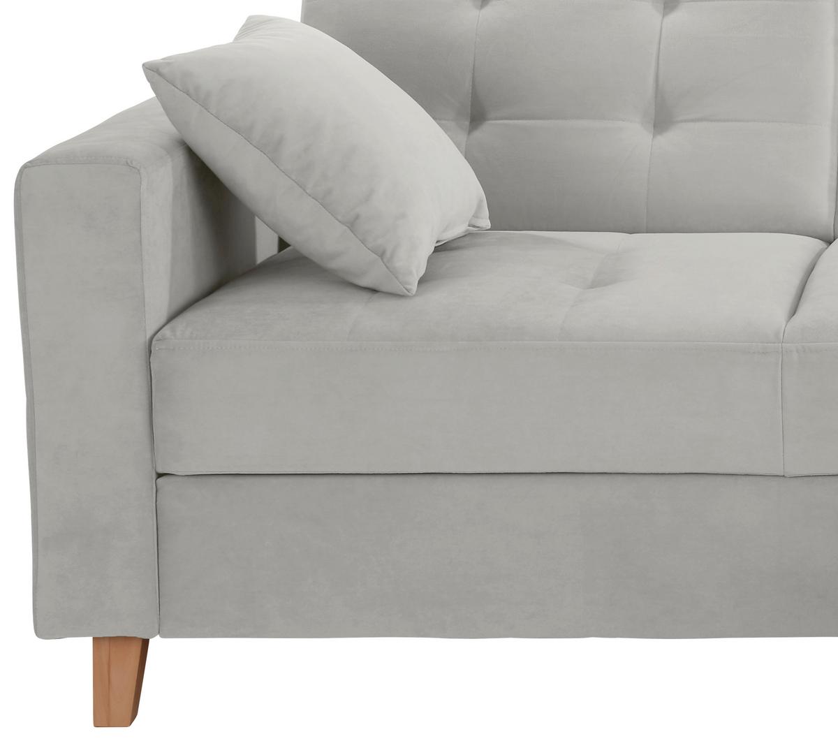 Rohová sedačka BERGEN, obojstranná, svetlosivý zamat - prírodná farba/svetlosivá, Design, drevo/textil (231/160cm) - Luca Bessoni