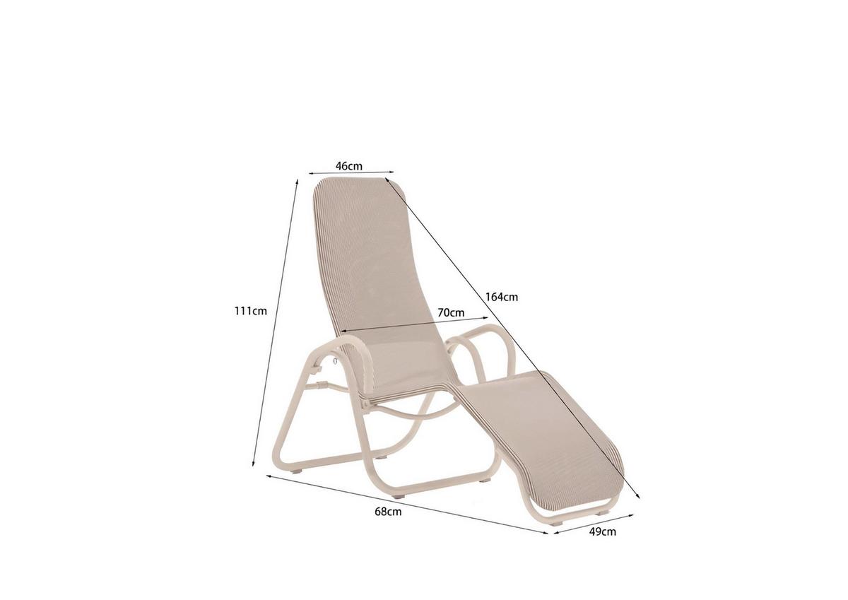 Sonnenliege Calypso - Ecru, MODERN, Kunststoff/Metall (164/70/111cm) - Beldano