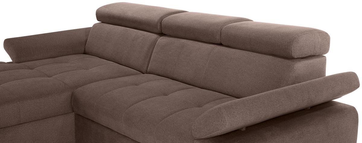 Ecksofa Mit Bettkasten Perry Braun 292x183 Cm - Silberfarben/Braun, Design, Textil (183/292cm) - Livetastic