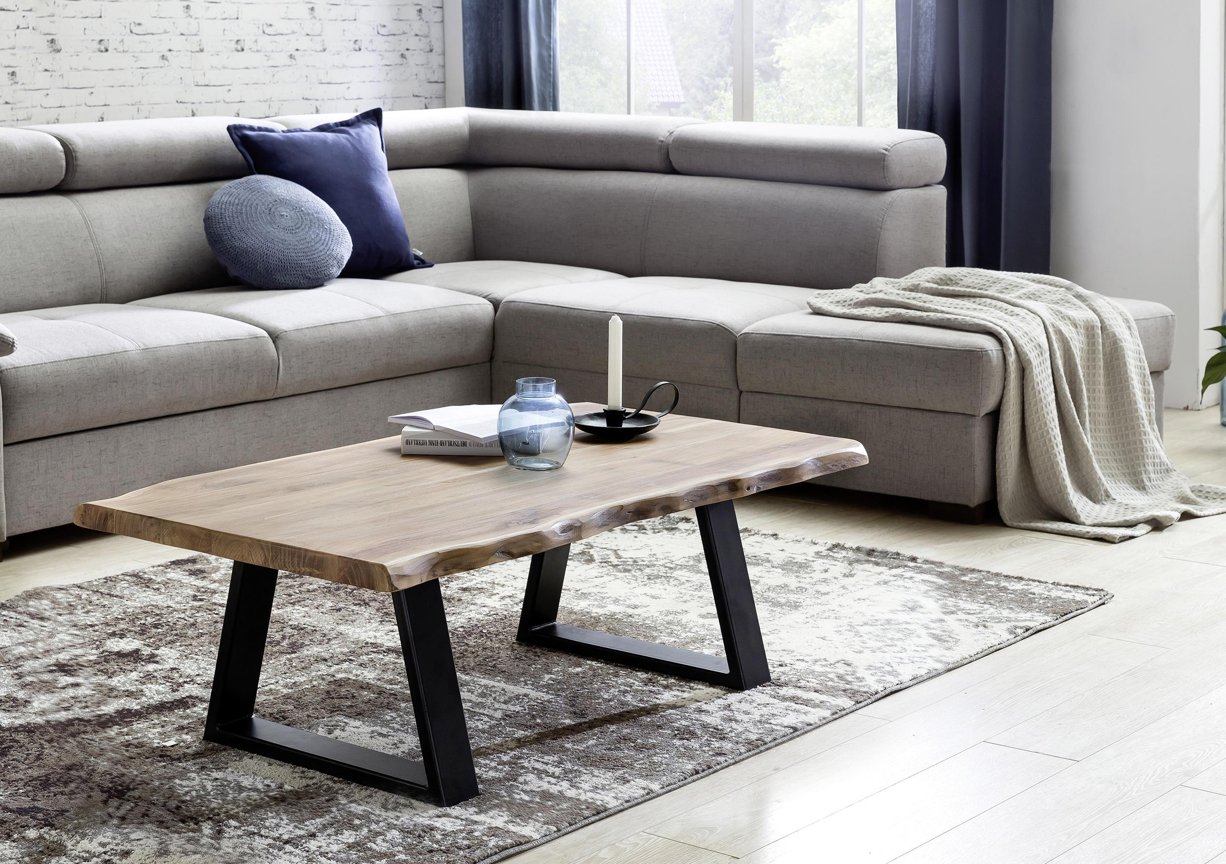Konferenčný stolík Gaya, drevo akácia - čierna/farba akácie, Design, kov/drevo (115/60/40cm) - MID.YOU