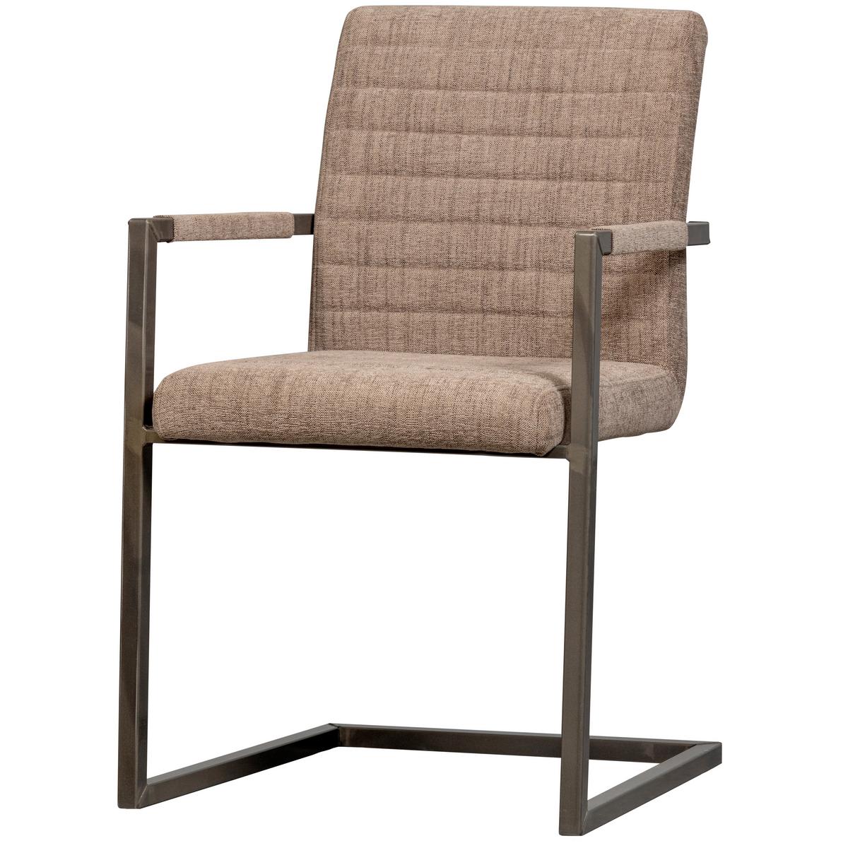 Armlehnstuhl-Set Bas Braun B: 54cm - Schwarz/Braun, MODERN, Textil/Metall (54/87/62cm) - Livetastic