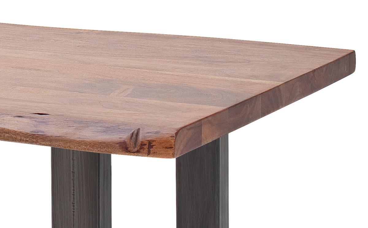 Couchtisch Holz Massiv Cartagena Walnuss/Nickelfarben - Walnussfarben/Nickelfarben, MODERN, Holz/Metall (110/45/70cm)