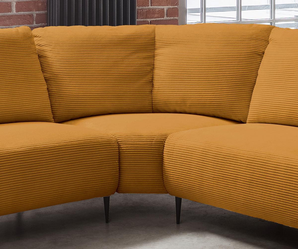 Ecksofa Vanilla Goldfarben S: 294x256 cm - Goldfarben/Schwarz, Design, Textil (294/256cm) - Livetastic