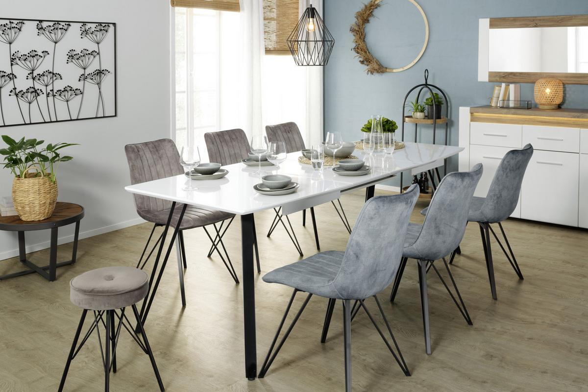 Rozťahovací stôl ISABELLE 160-240x90cm - čierna/biela, Modern, kov/kompozitné drevo (160-240/76/90cm) - Mömax