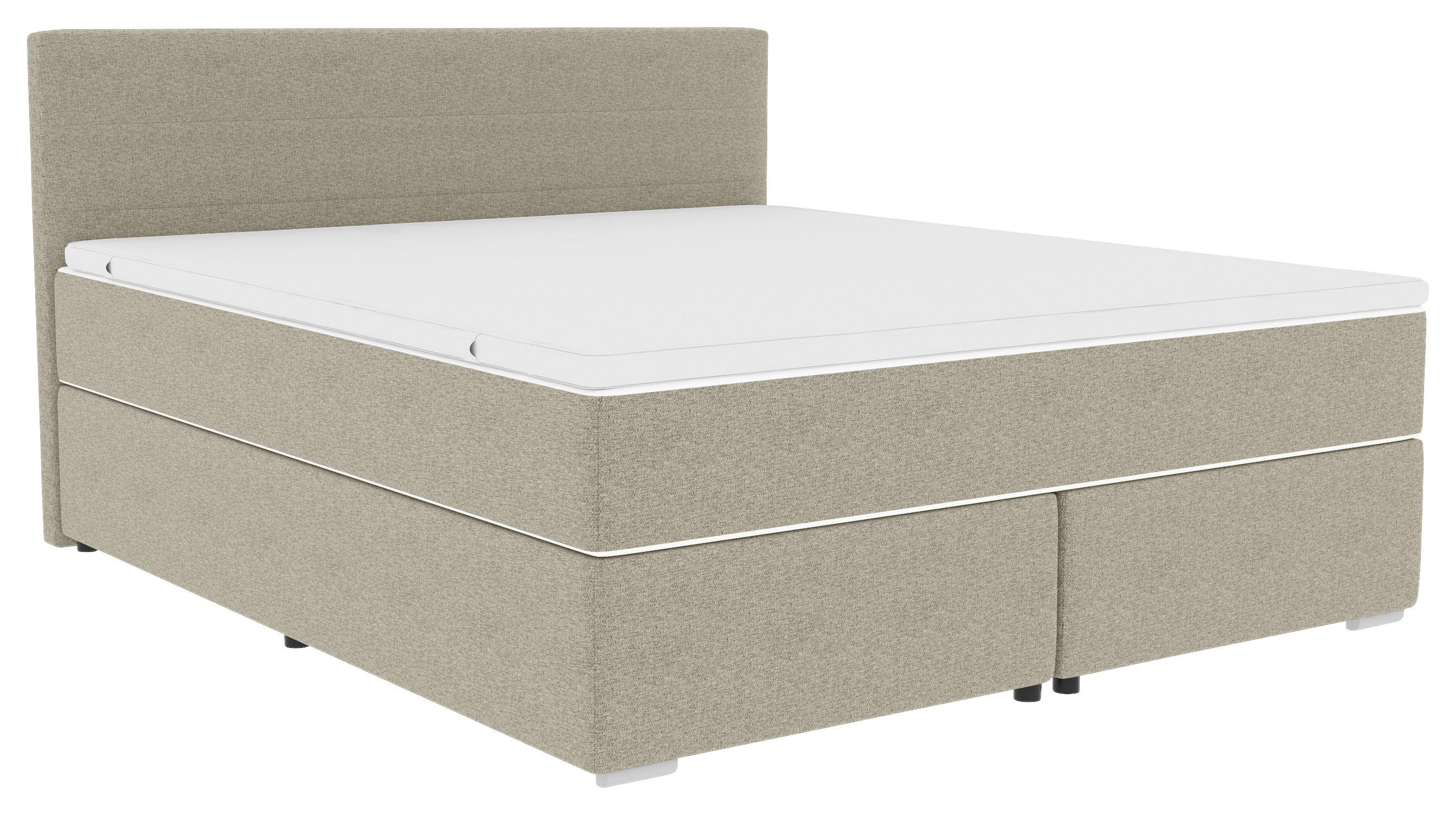 Boxspringbett Mit Topper 180x200 Catania - Chromfarben/Beige, KONVENTIONELL, Textil (180/200cm)