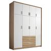 Drehtürenschrank mit Laden 185cm Hildesheim, Weiß/Eiche - Weiß/Sonoma Eiche, Design, Holzwerkstoff (185/231/56cm) - Rauch Möbel
