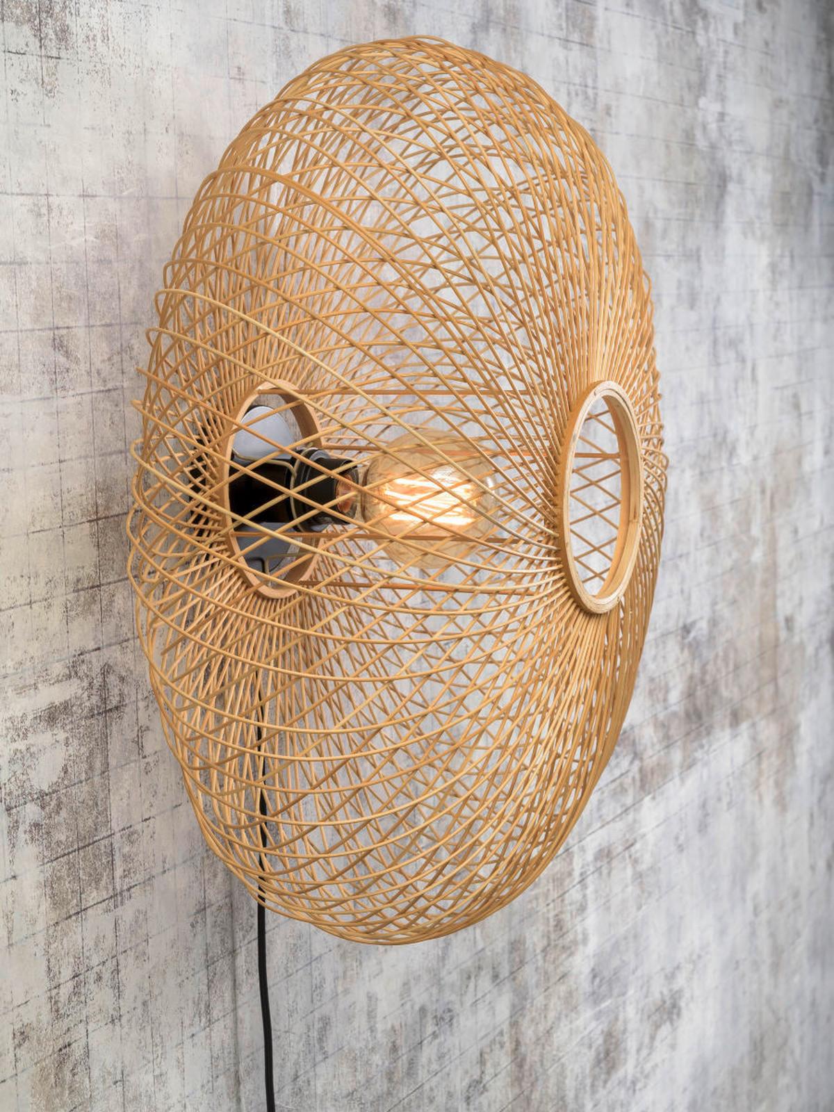 Wandleuchte Cango 1-Flammig Bambus Geflochten - Hellbraun, Natur, Naturmaterialien (63/38cm) - Good & Mojo