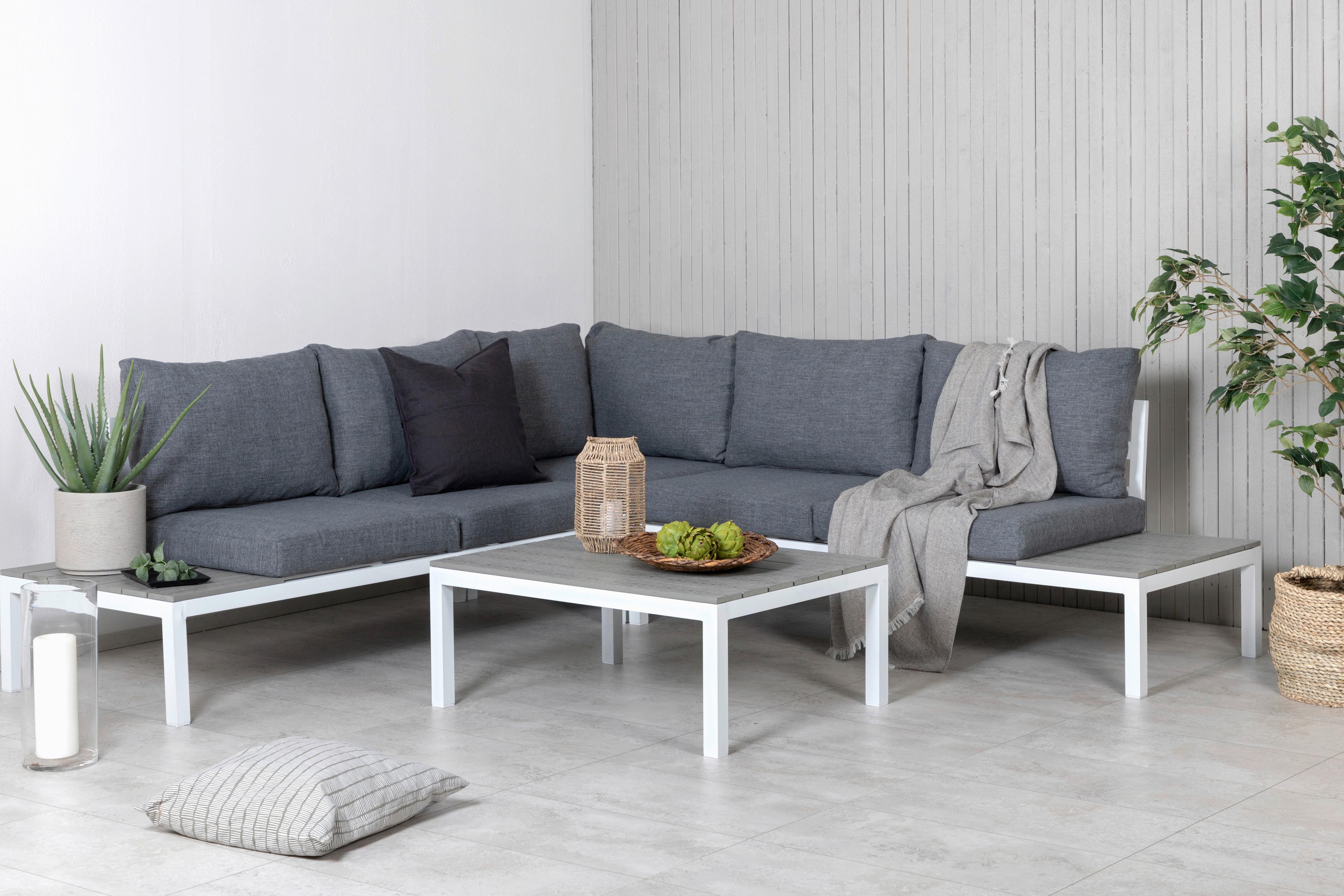 Loungegarnitur Odense - Weiß, KONVENTIONELL, Metall (133/167cm) - Gardenson