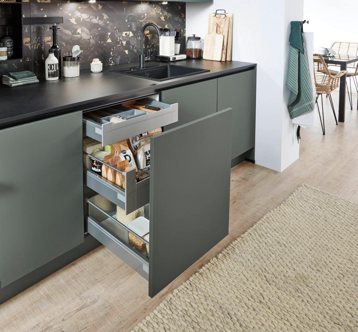 Küchenzeile Eastbourne Ohne Geräte B: 290 Cm Mineralgrün - Basics, Holzwerkstoff (290cm) - Vertico