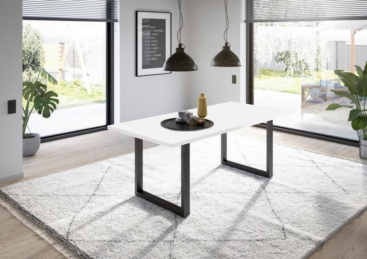 Esstisch Alex Schwarz, Weiß - Schwarz/Weiß, MODERN, Holzwerkstoff/Metall (140/90/78cm) - Livetastic