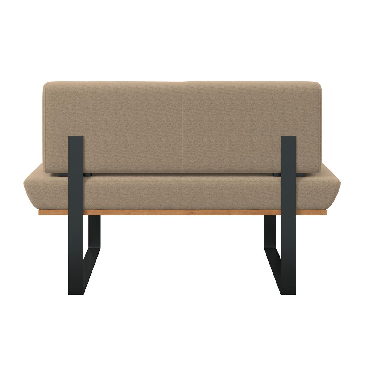 Sitzbank Tristan Webstoff beige, B: 130cm - Beige/Schwarz, MODERN, Holz/Textil (130/48/90cm) - James Wood