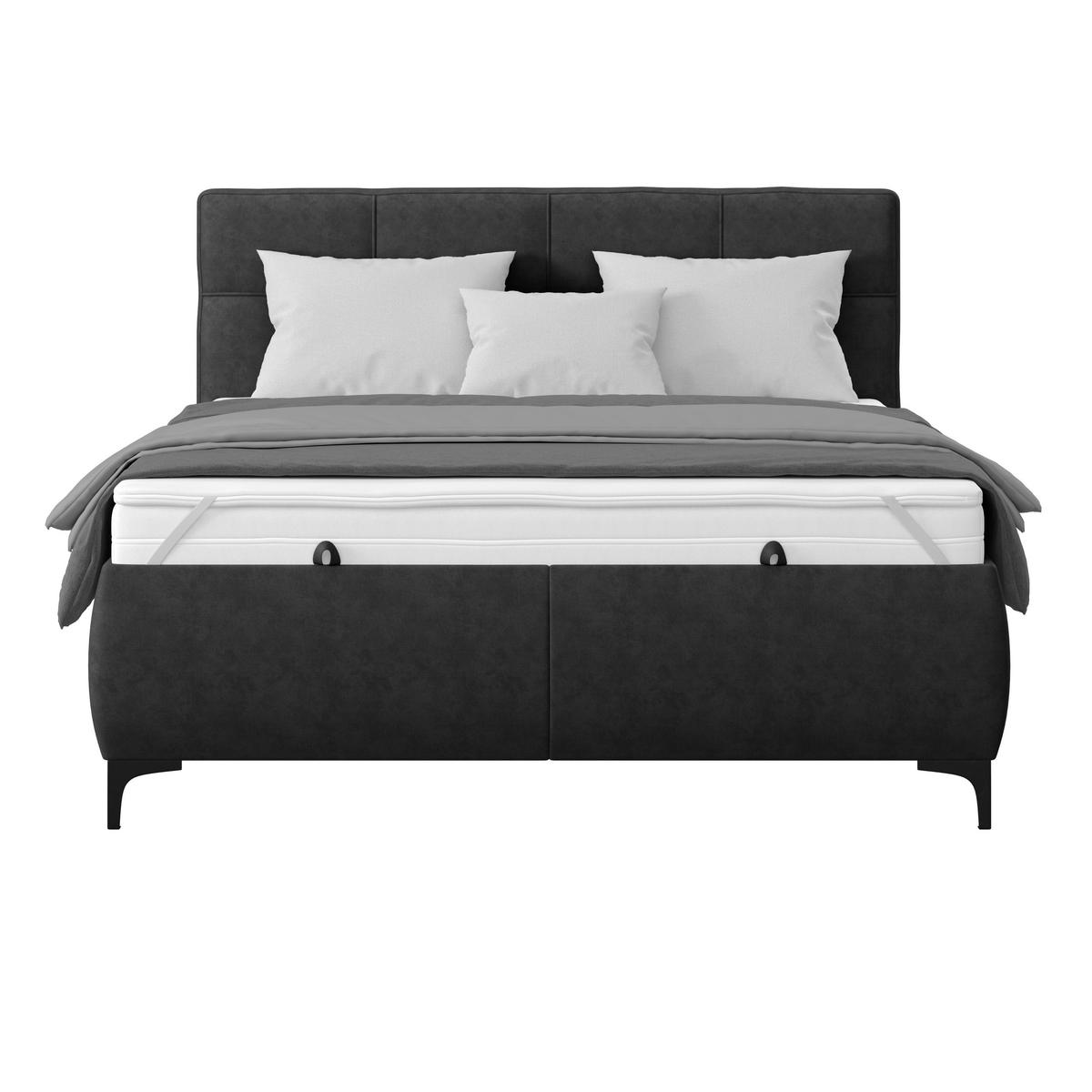 Polsterbett Zeni 140 - Anthrazit/Schwarz, KONVENTIONELL, Holz/Textil (140/200cm)