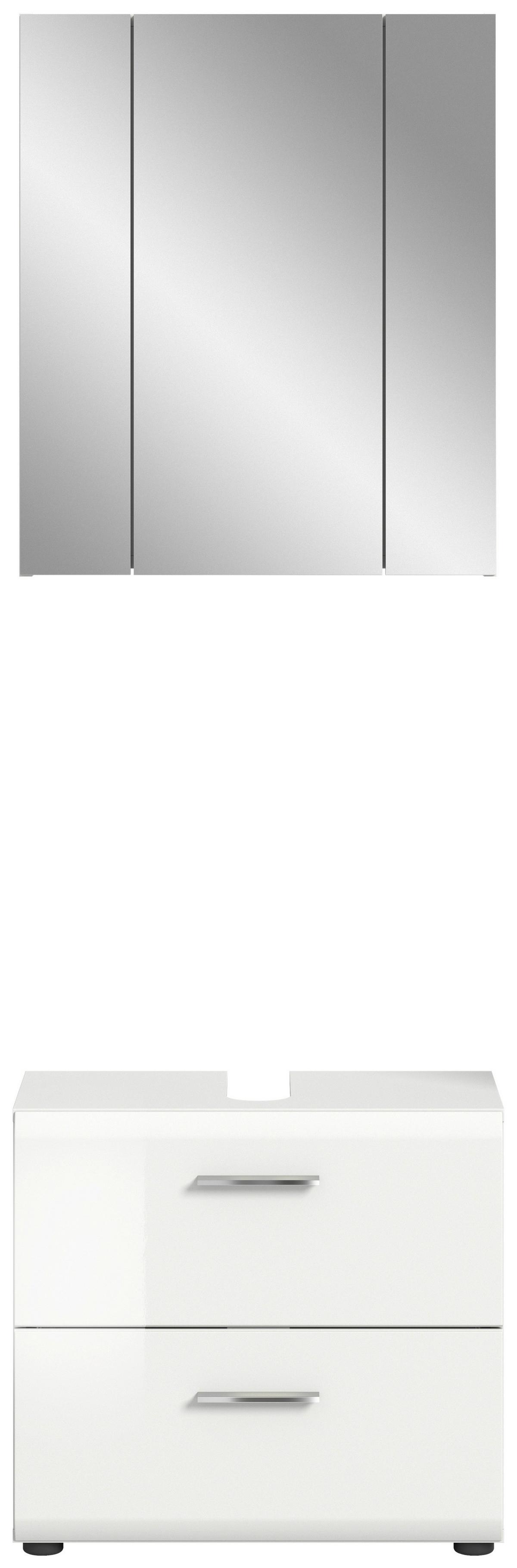 Badezimmer Ice Weiß Hg B: 60 Cm - Weiß Hochglanz/Schwarz, MODERN, Glas/Holzwerkstoff (60cm) - MID.YOU