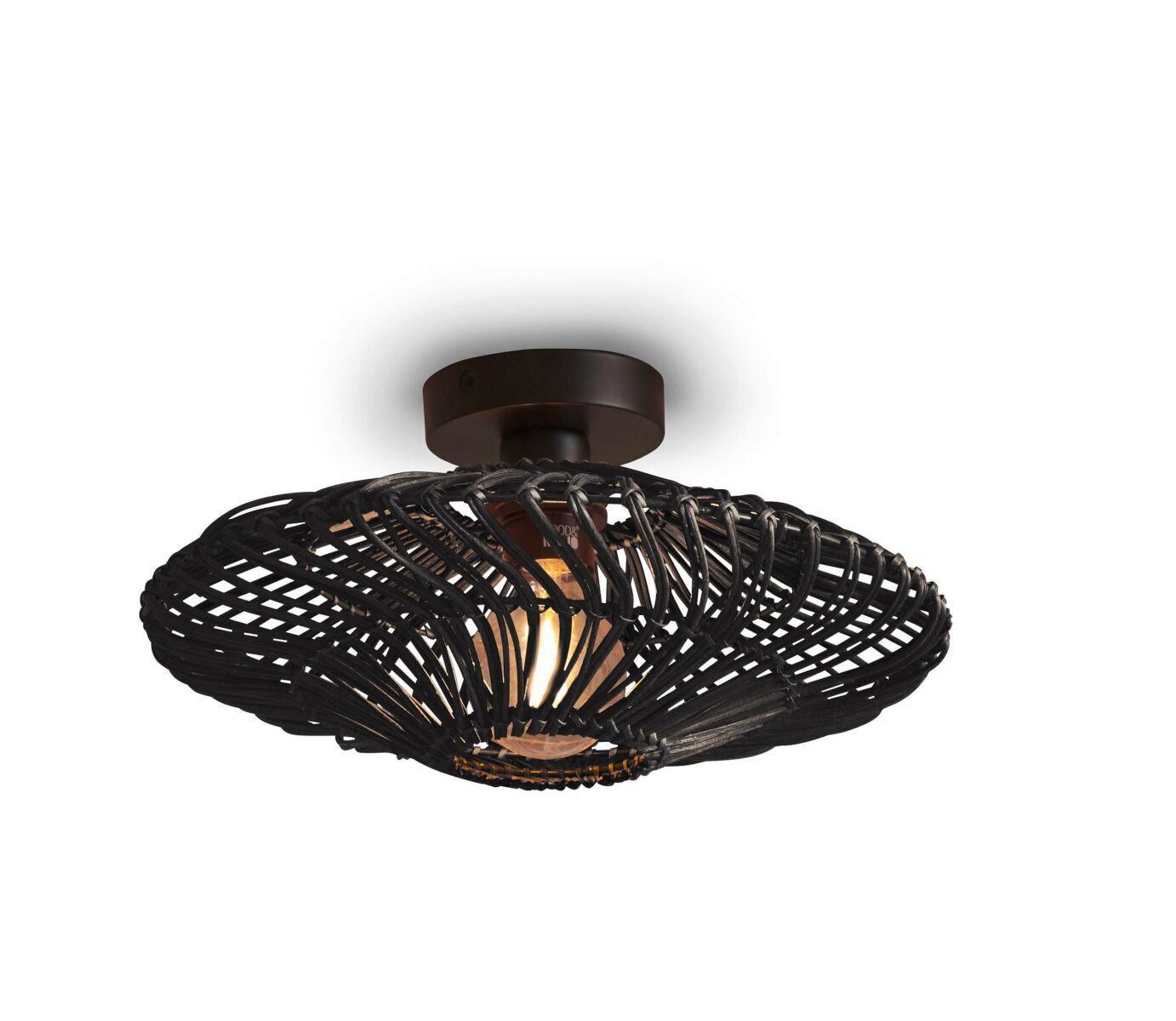 Deckenleuchte Zanzibar/c/4012/b - Schwarz, Trend, Naturmaterialien (40/12cm) - Good & Mojo