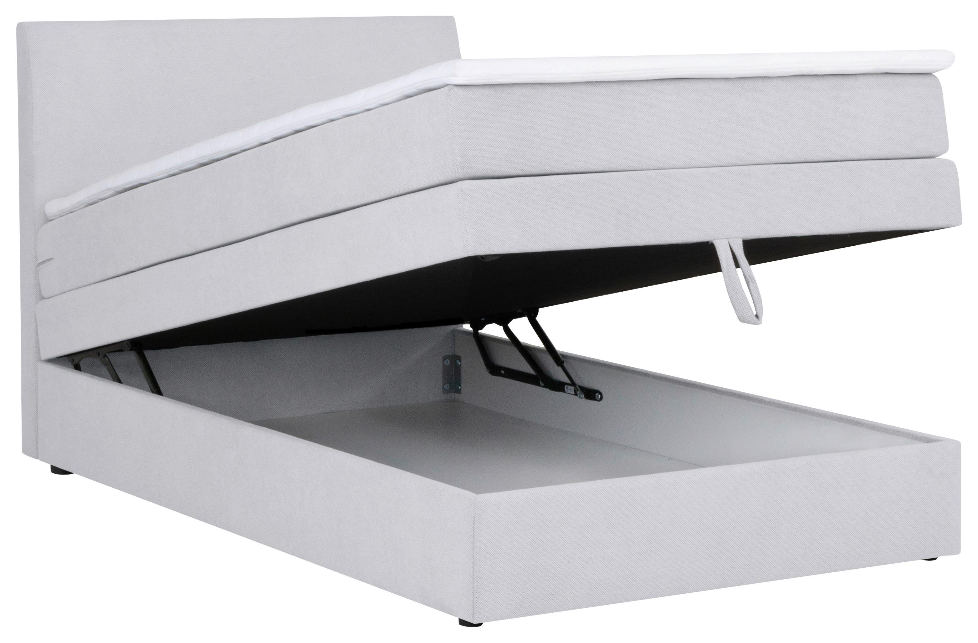 Boxspringbett Mit Topper & Bettkasten 140x200 Wickie - Silberfarben/Schwarz, KONVENTIONELL, Holz/Textil (140/200cm)
