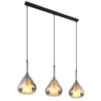 Hängeleuchte 15542-3 - Schwarz/Grau, Design, Glas/Metall (90/20/140cm) - Globo