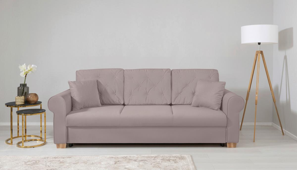 Schlafsofa Arles, Taupe 3 B: 240 Cm - Taupe/Buchefarben, Design, Textil (240/94/98cm) - MID.YOU