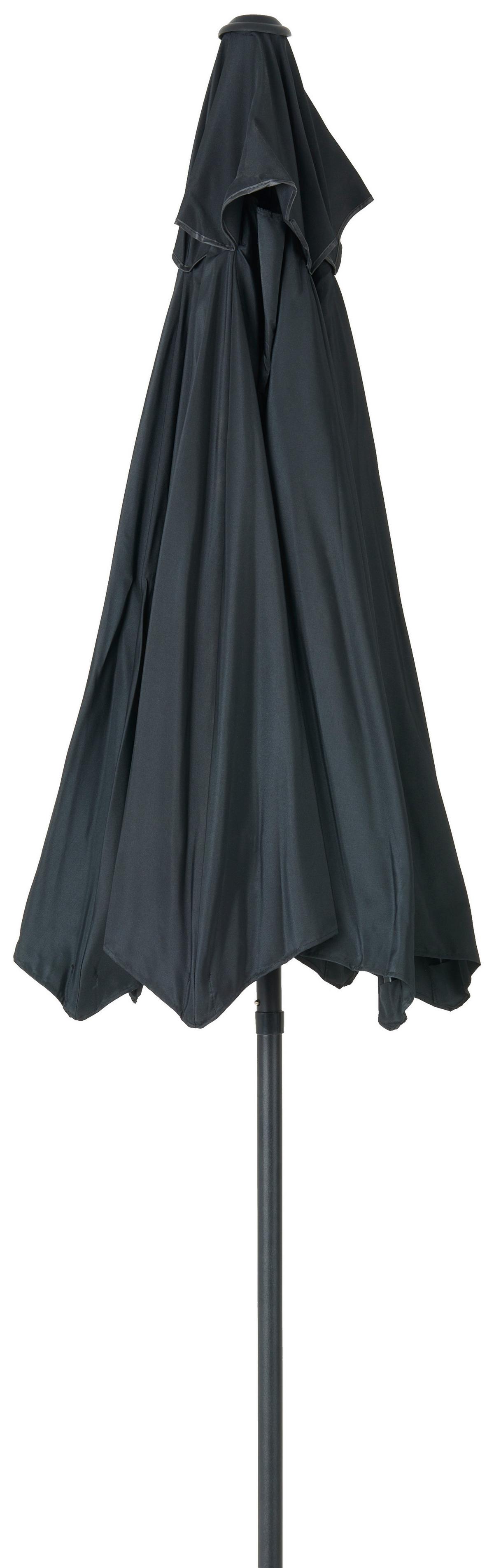 Gartengarnitur 7-tlg. Laura Stahl/glas/textilene + Schirm - Schwarz, MODERN, Glas/Textil (140/90/70cm) - Luca Bessoni