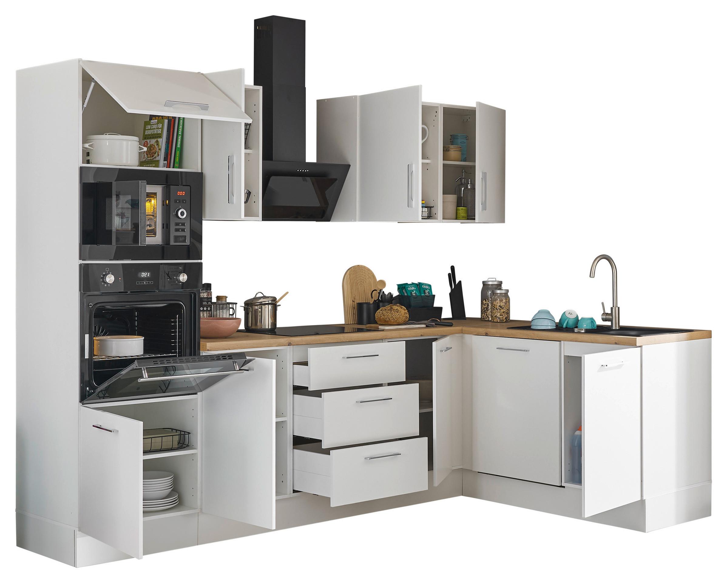 Eckküche Turin Weiß/Eiche Dekor 280x175 cm - Weiß/Eiche Artisan, Basics, Holzwerkstoff (280/175cm) - MID.YOU