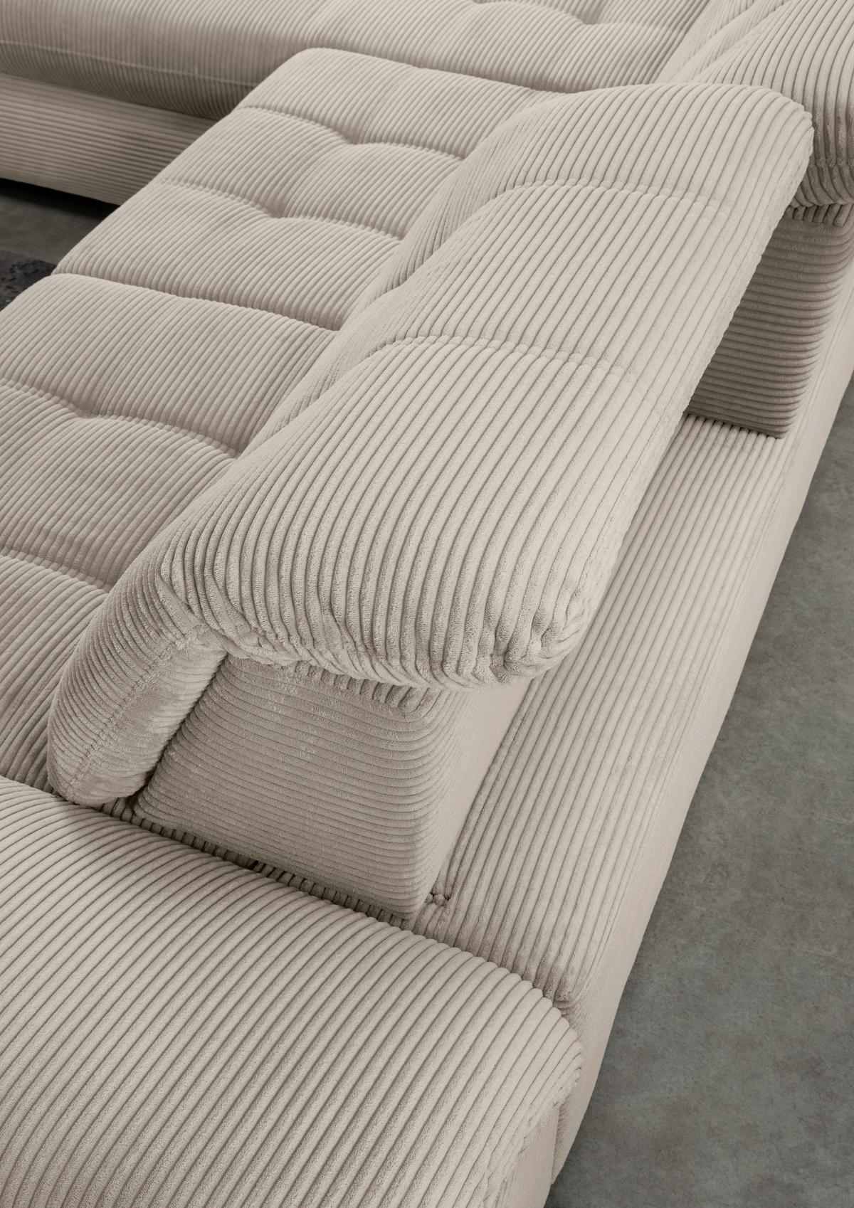 Ecksofa Mit Bettkasten Rigatti Beige S: 184x314 Cm - Beige/Schwarz, MODERN, Textil (184/314cm) - Livetastic