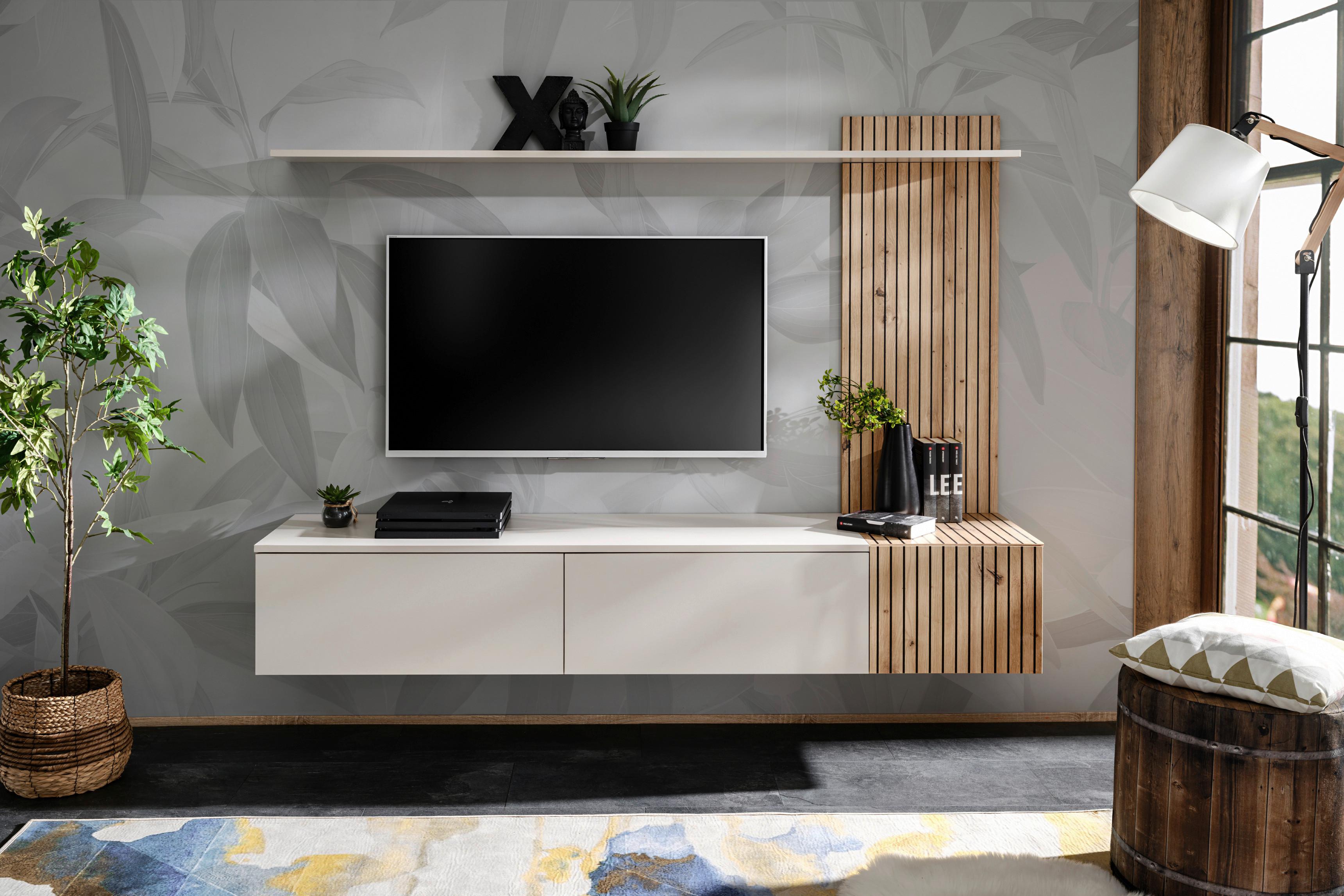 Obývacia stena SOLO kašmírová - kašmírová/dub artisan, Modern, kompozitné drevo/plast (180/130/40cm) - P & B