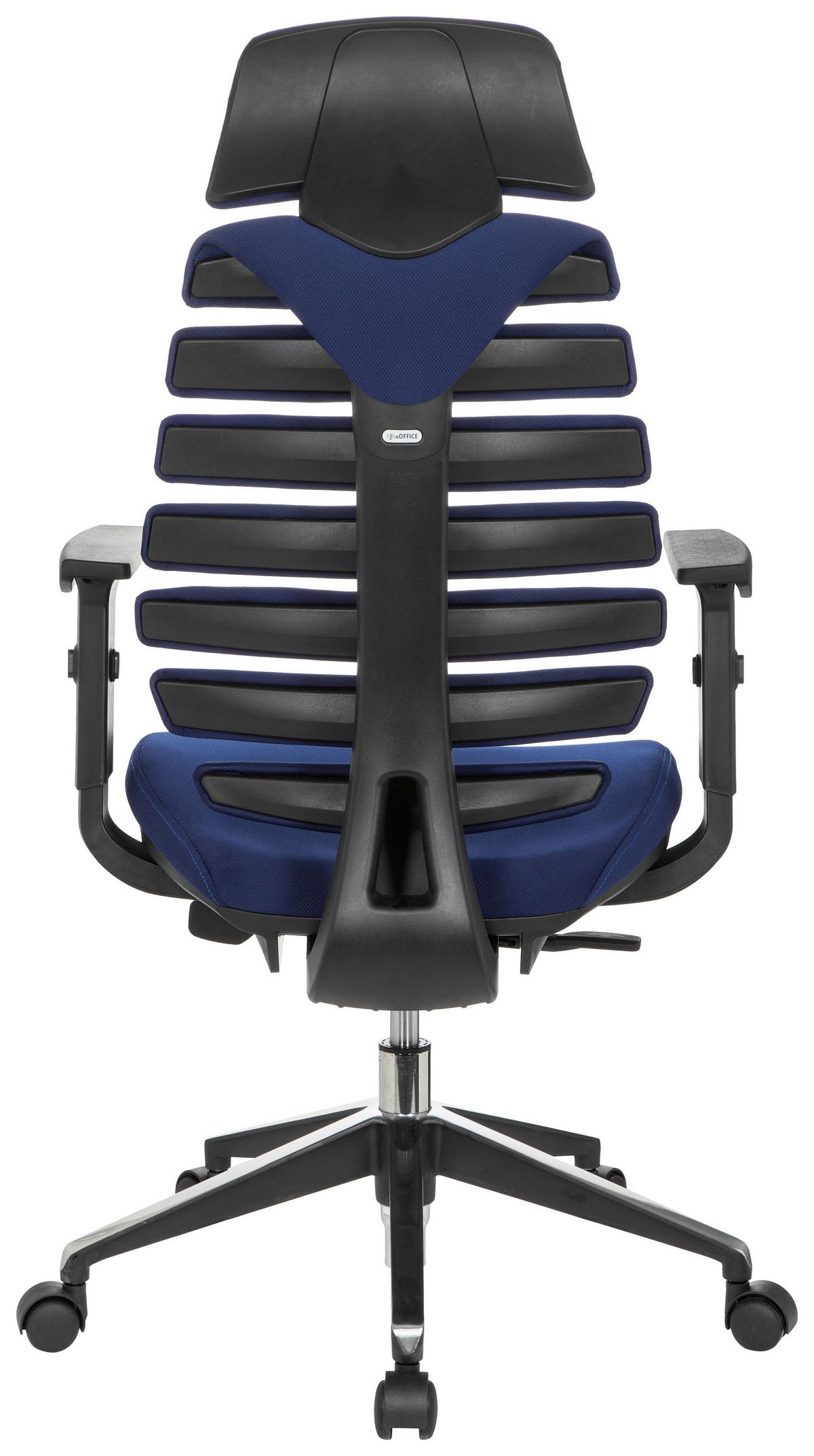 Drehstuhl Ergo Line II Pro Blau/Schwarz - Blau/Alufarben, MODERN, Kunststoff/Textil (65/131/53cm) - MID.YOU